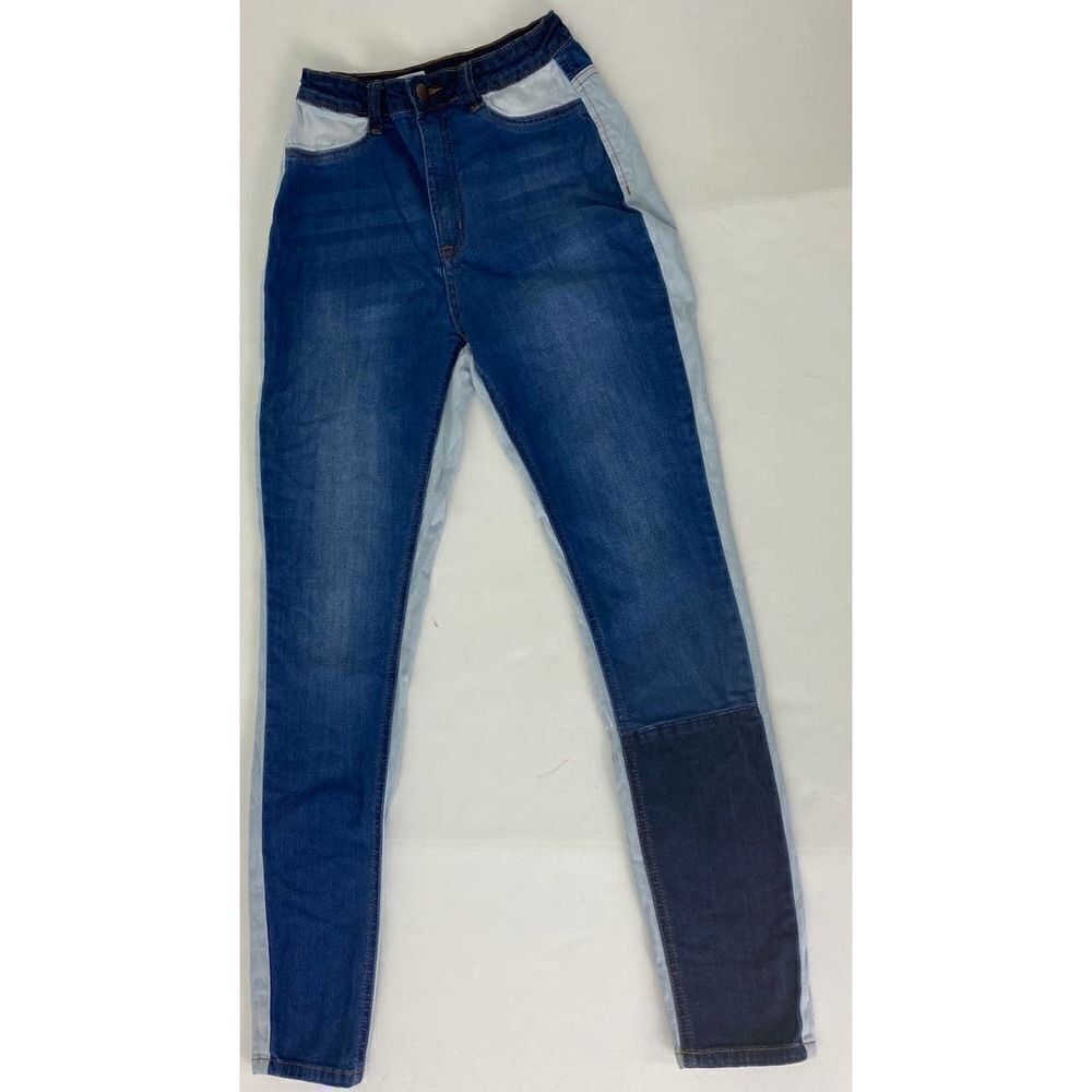 Fashion Nova High Rise Patchwork Three-Tone Skinny Mom Jeans - Size 7